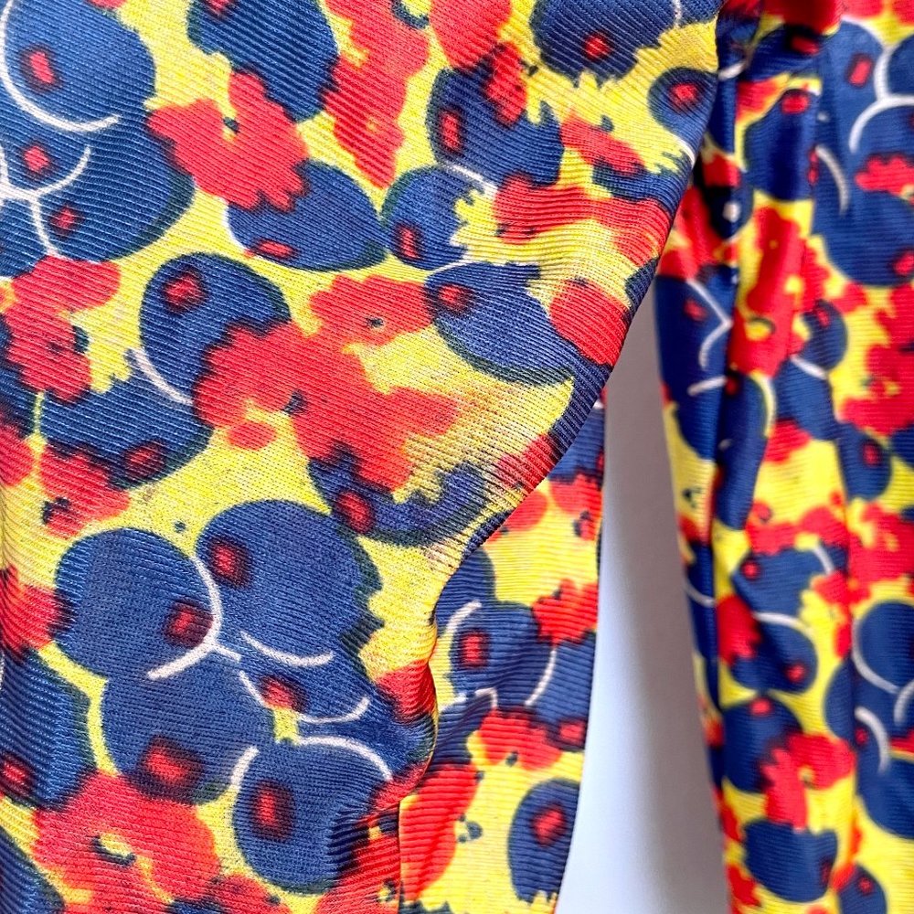 Vintage 1970s blueberry and flower print disco shirt - size small - Picture 8 of 9